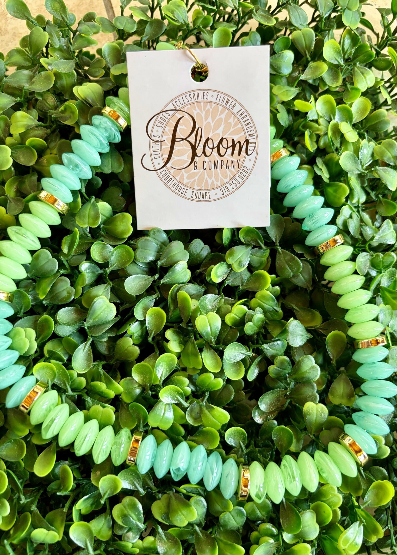 Golden Lily Aqua & Mint Beaded Necklace