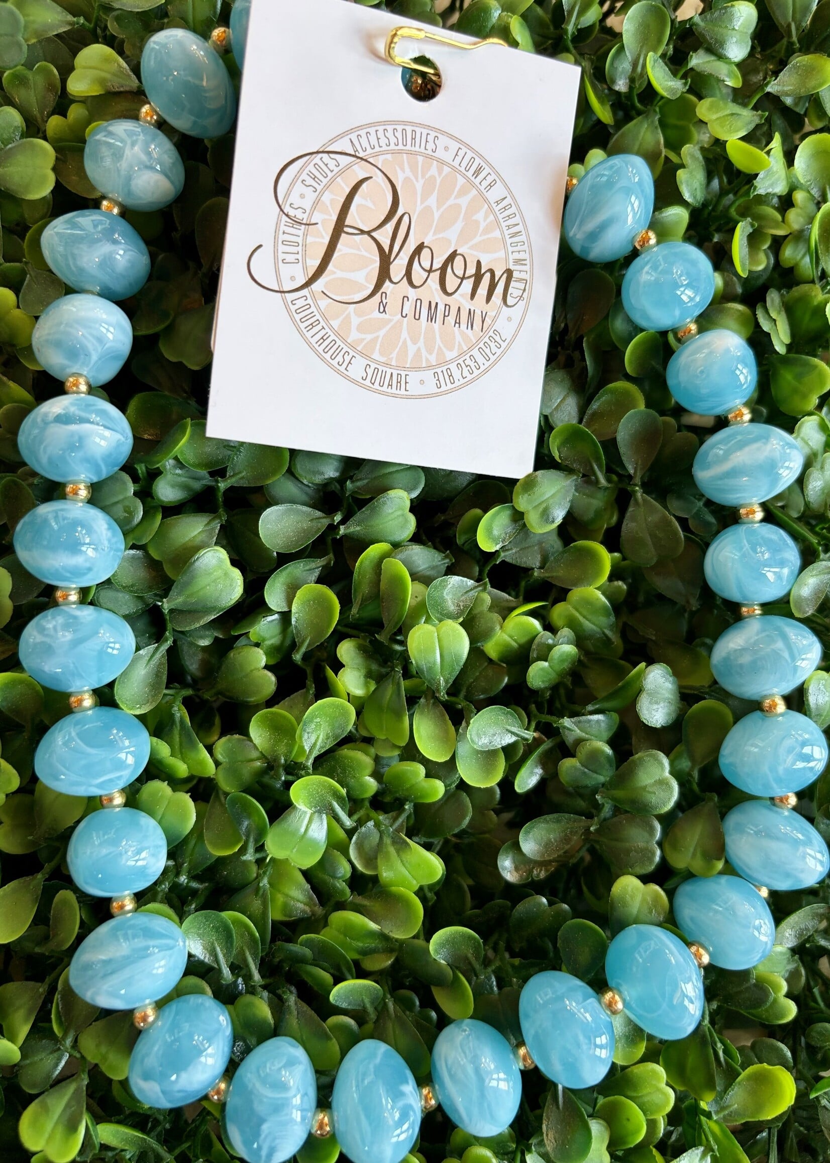 Golden Lily Teal Beaded Necklace