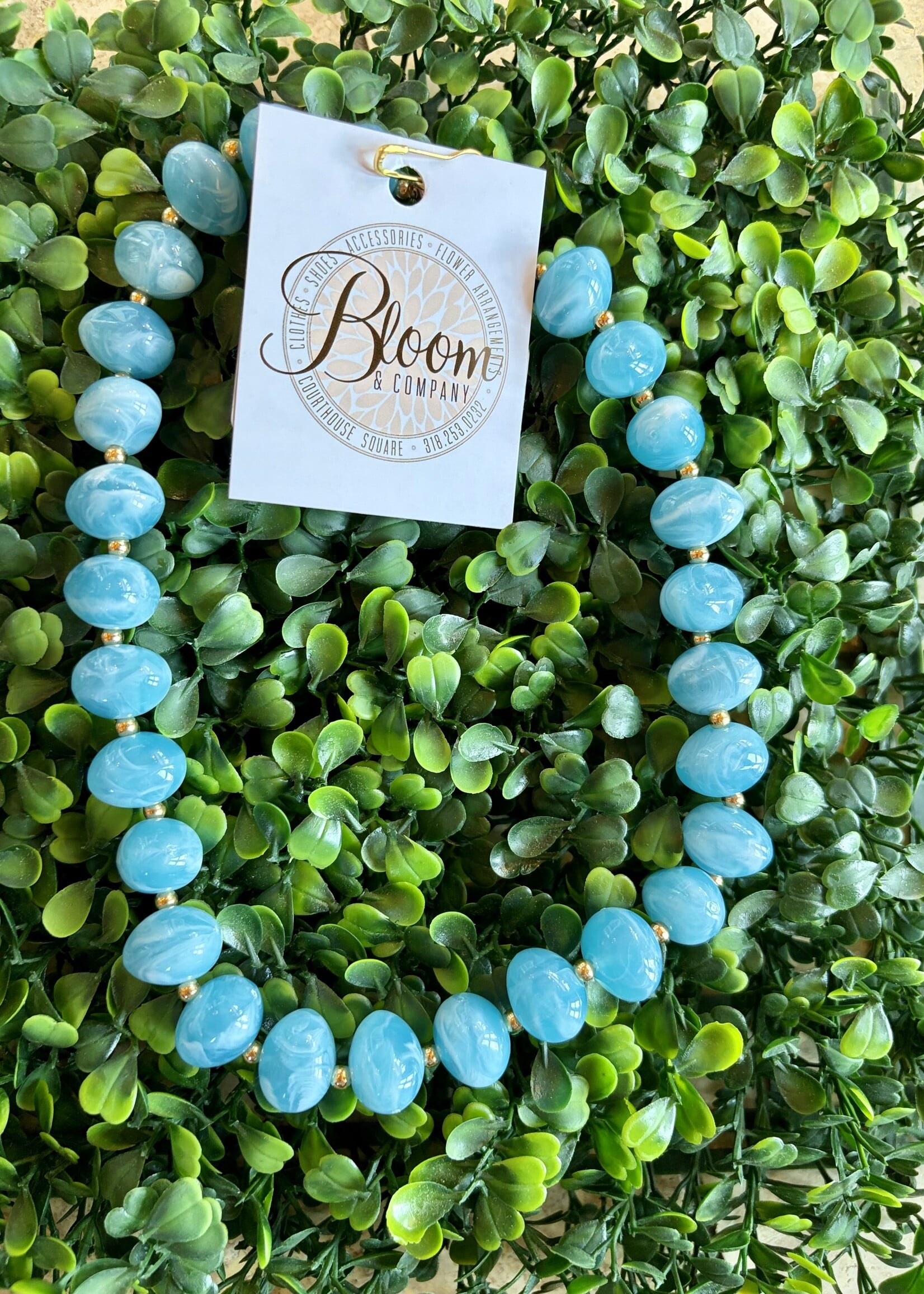Golden Lily Teal Beaded Necklace