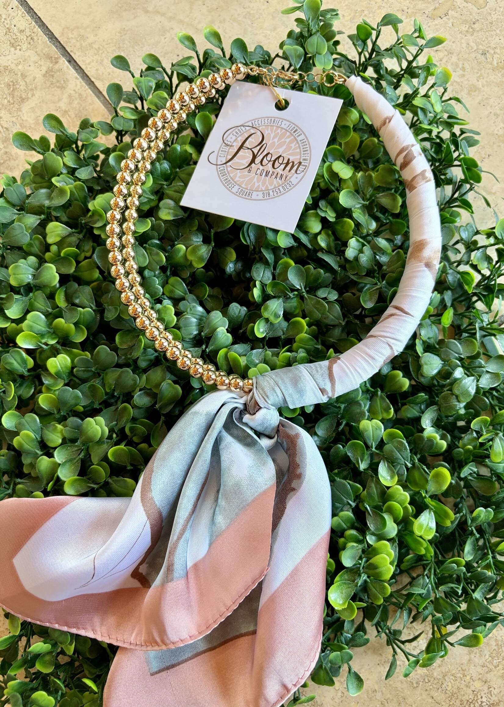 Golden Lily Gold Beaded Scarf Necklace