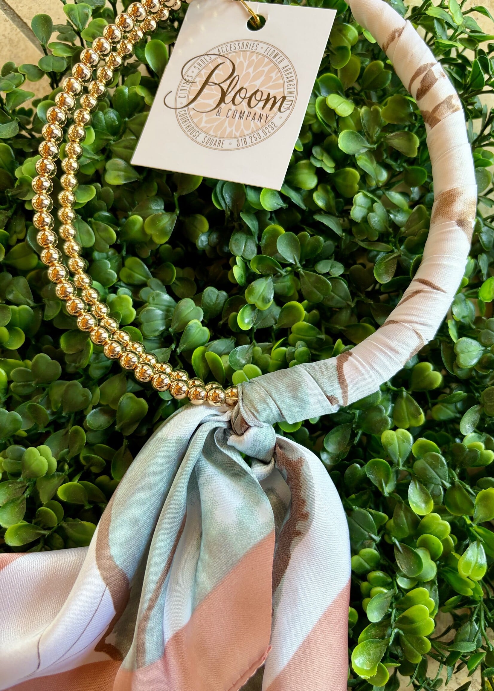 Golden Lily Gold Beaded Scarf Necklace