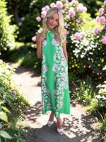 THML Green Floral Tie Back Sleeveless Dress