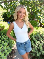 Bloom and Company White V-Neck Bodysuit