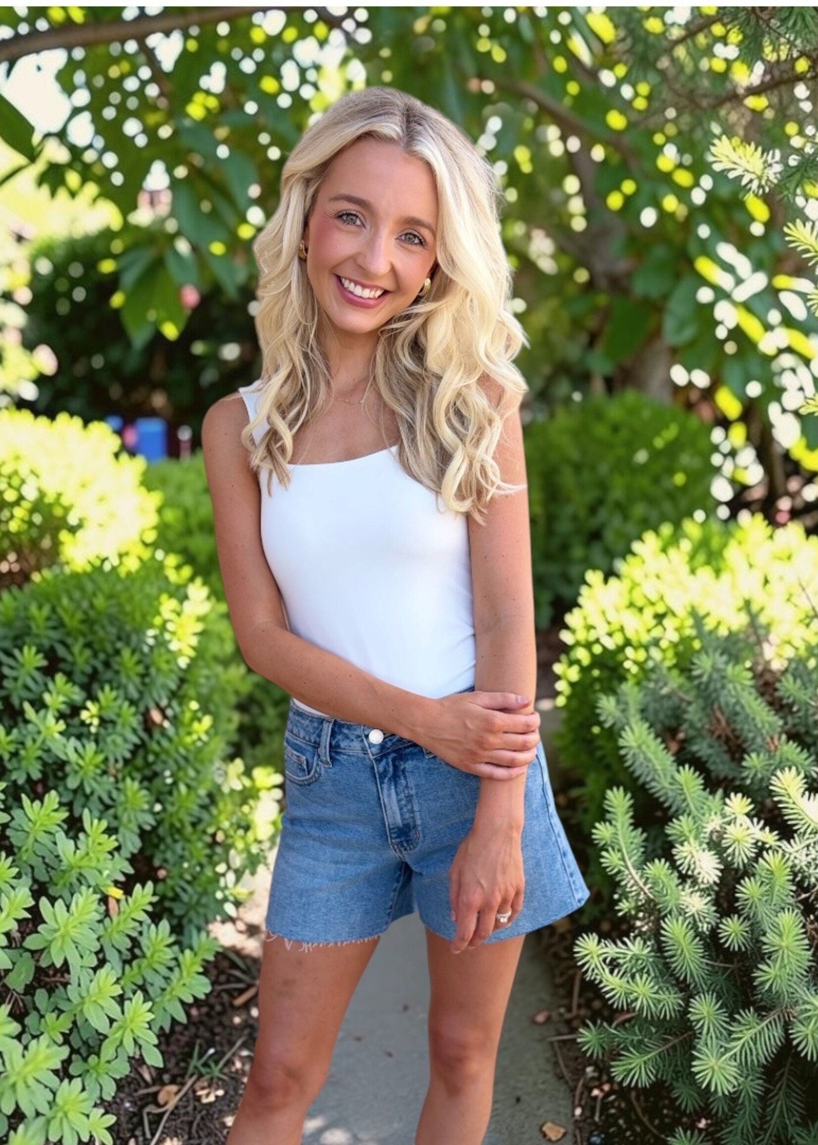 Bloom and Company White Square Neck Bodysuit