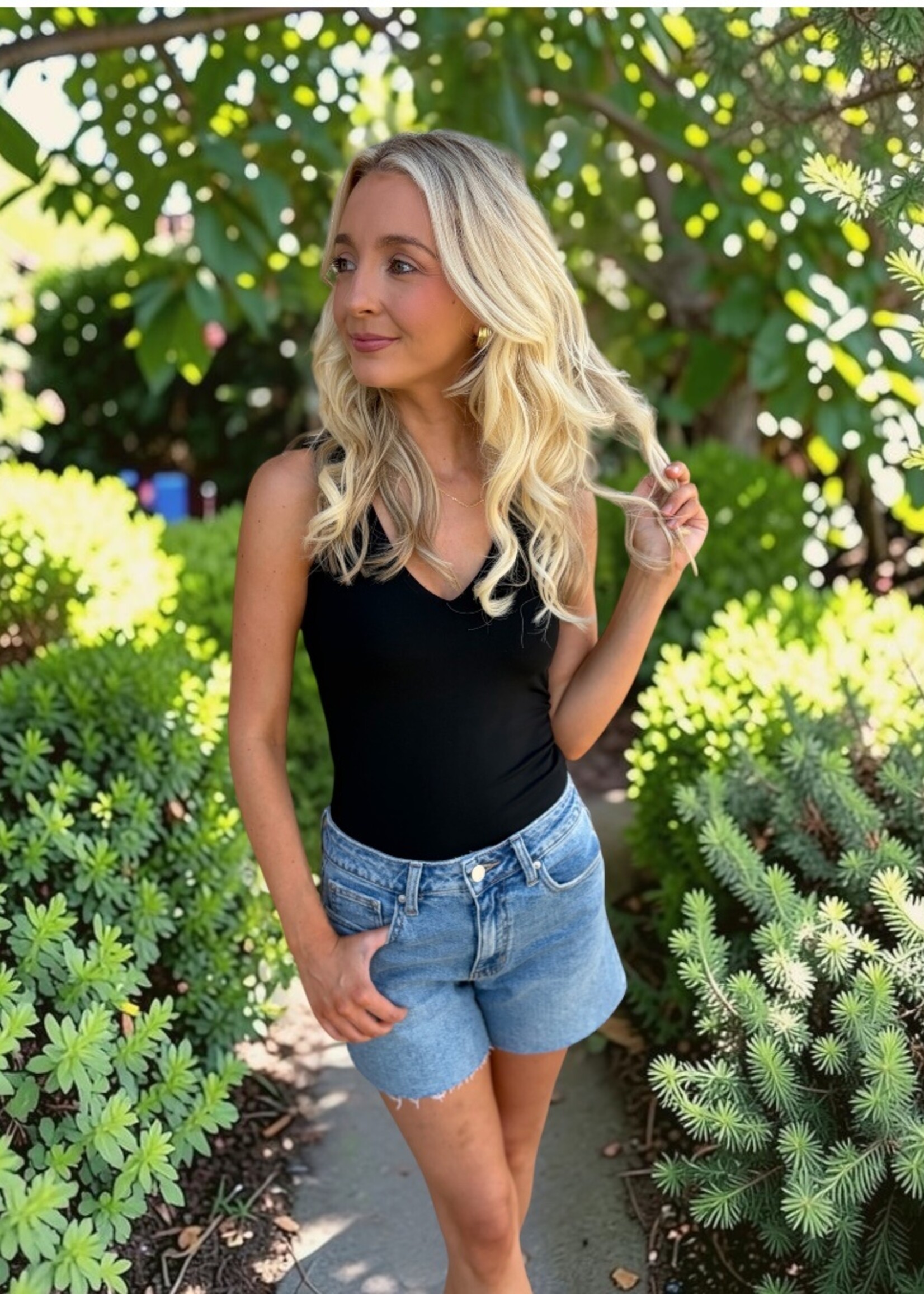 Bloom and Company Black V-Neck Bodysuit