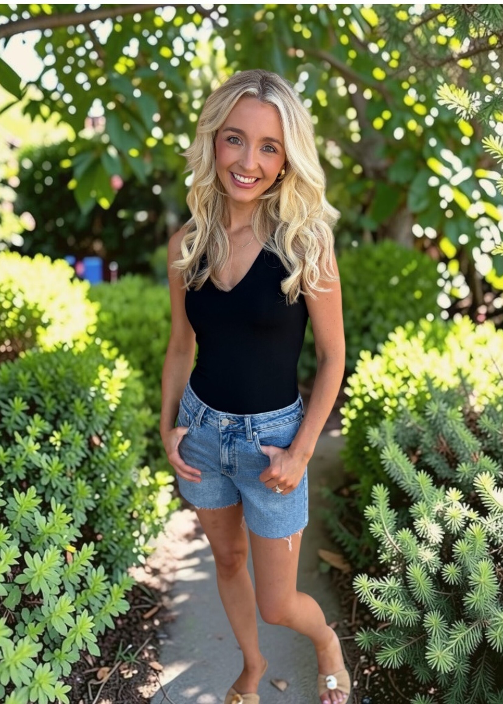 Bloom and Company Black V-Neck Bodysuit