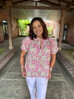 Bloom and Company Floral Tie V-Neck Blouse