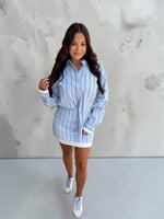 Bloom and Company Blue Striped Skirt w/ Buttons