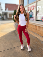 KIMBERLY C Red Contrast Binding Leggings