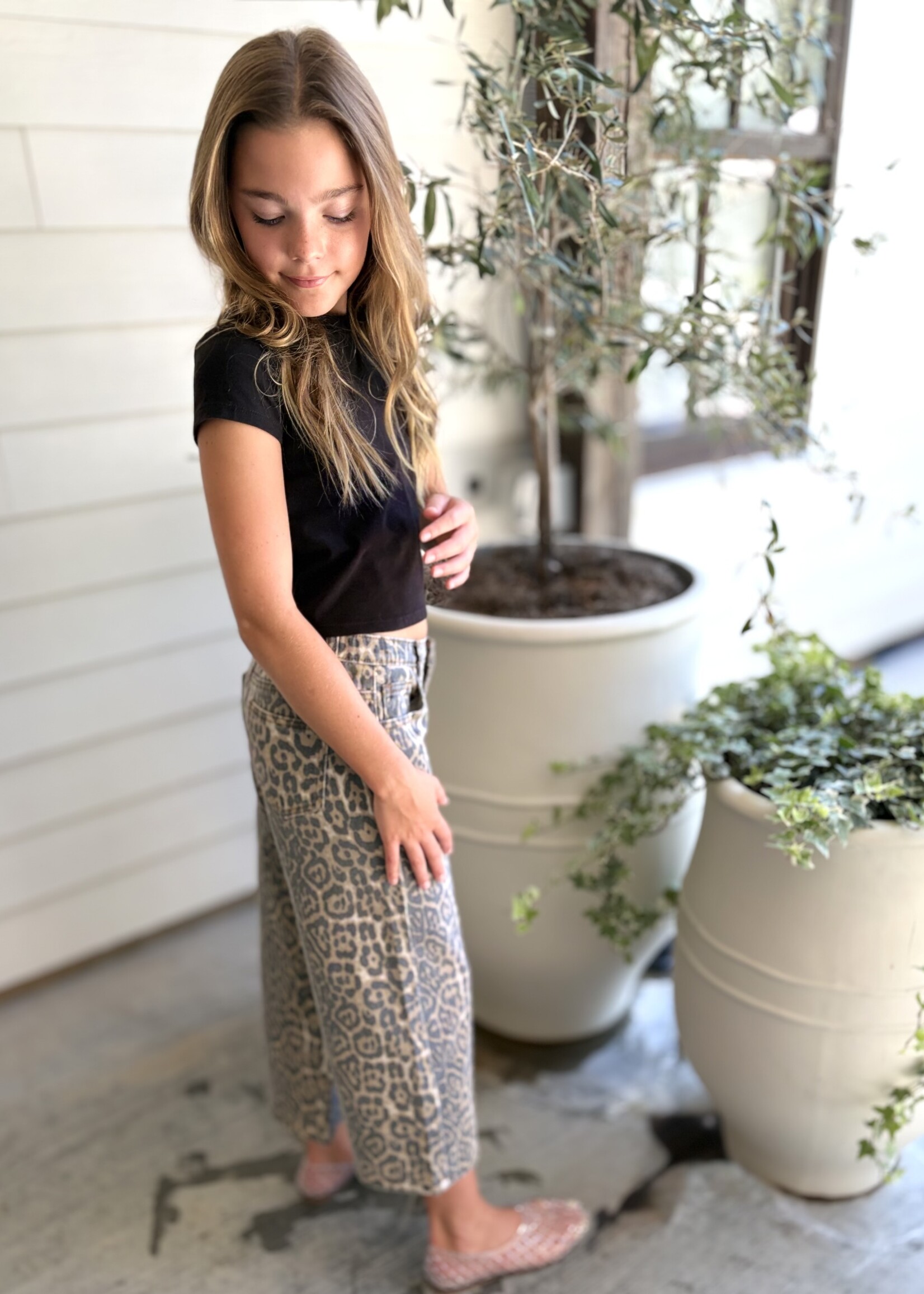 Bloom and Company Tween Washed Leopard Print Jeans