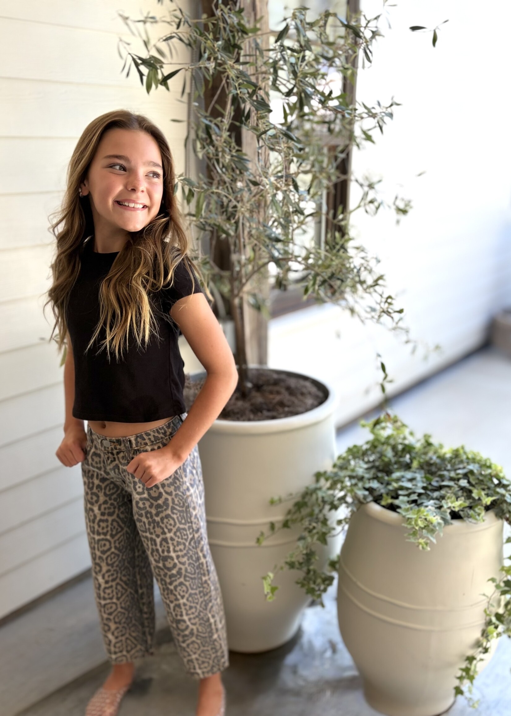 Bloom and Company Tween Washed Leopard Print Jeans