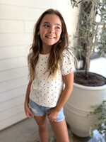 Bloom and Company Tween White Puffed Sleeve Polka Dot Top