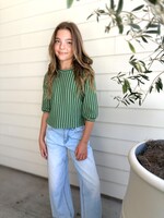 Bloom and Company Tween Green Stripe Knit Top