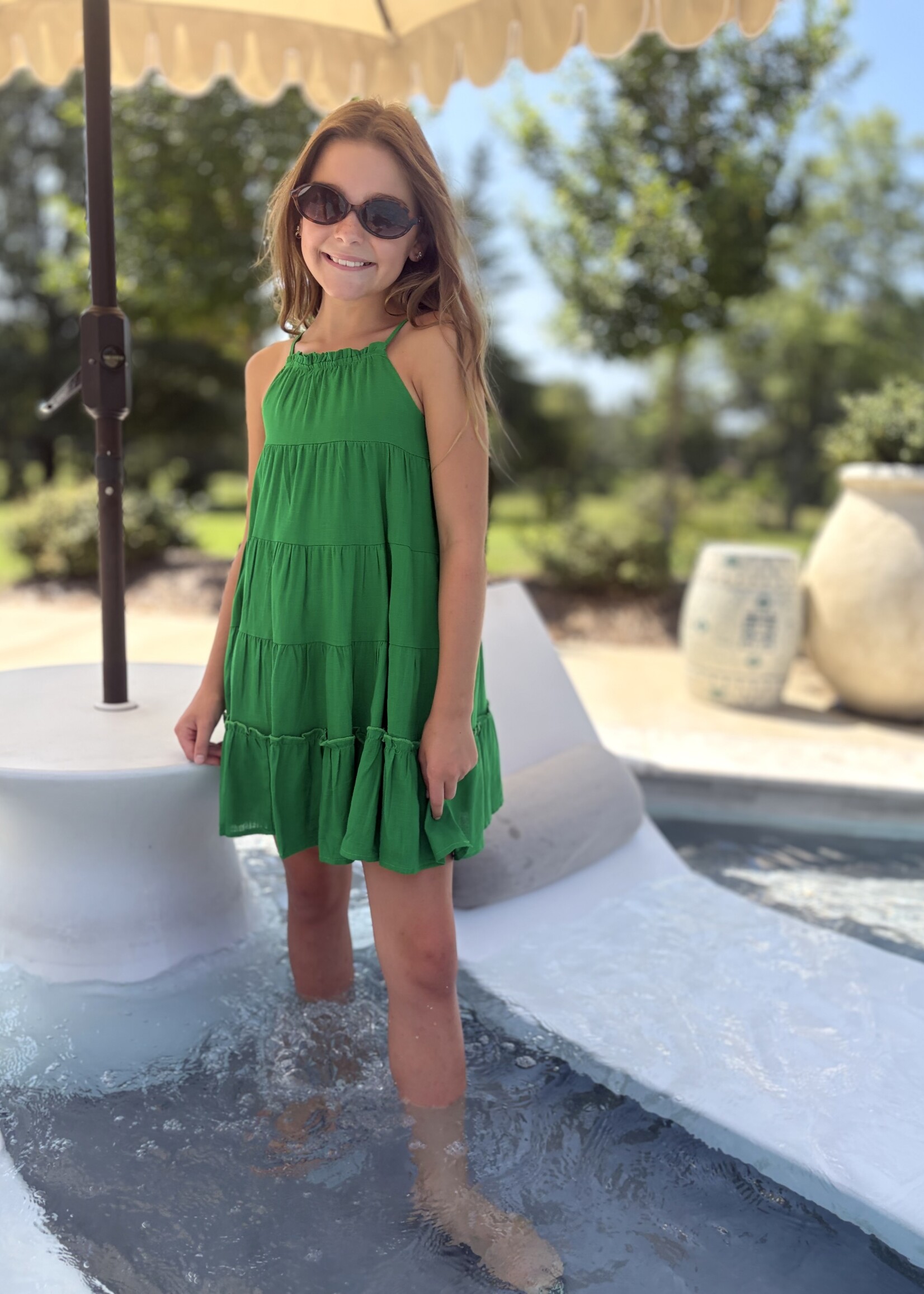Bloom and Company Tween Green Ruffled Cami Dress