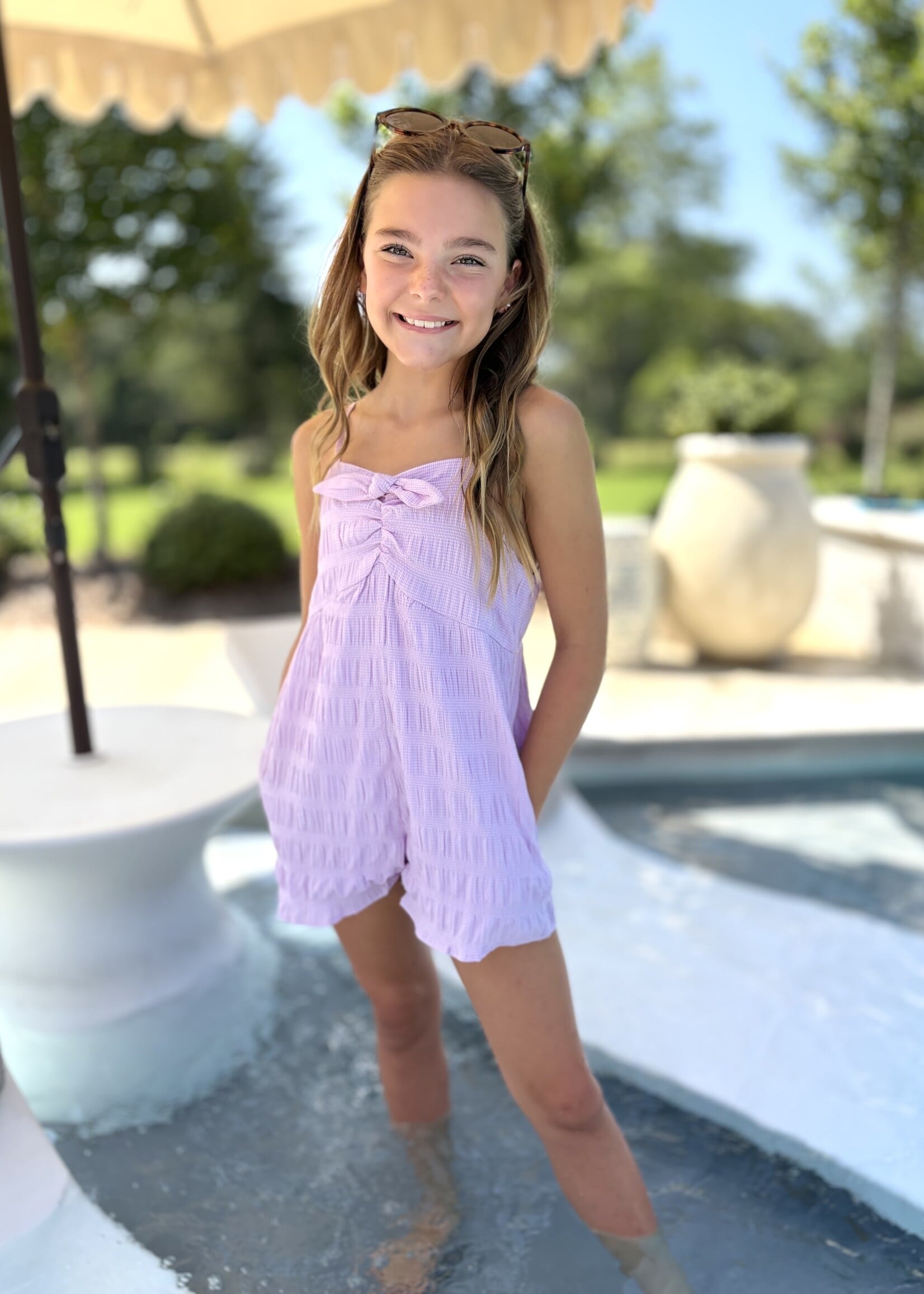 Bloom and Company Tween Lavender Bow Romper