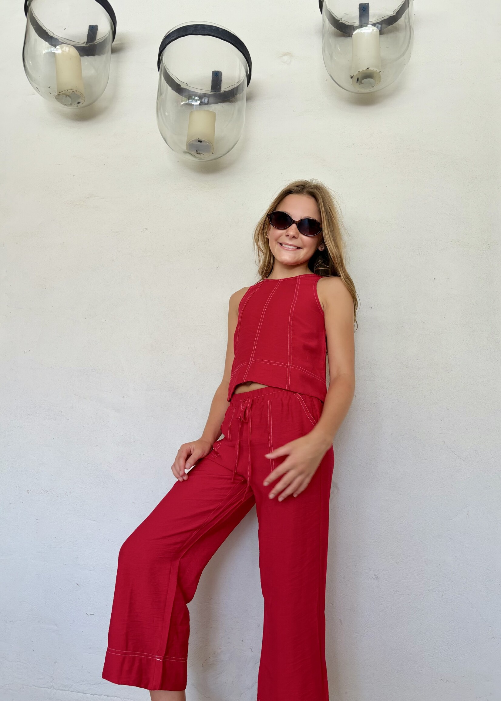Bloom and Company Tween Red Tank Top w/ Stitch Detail