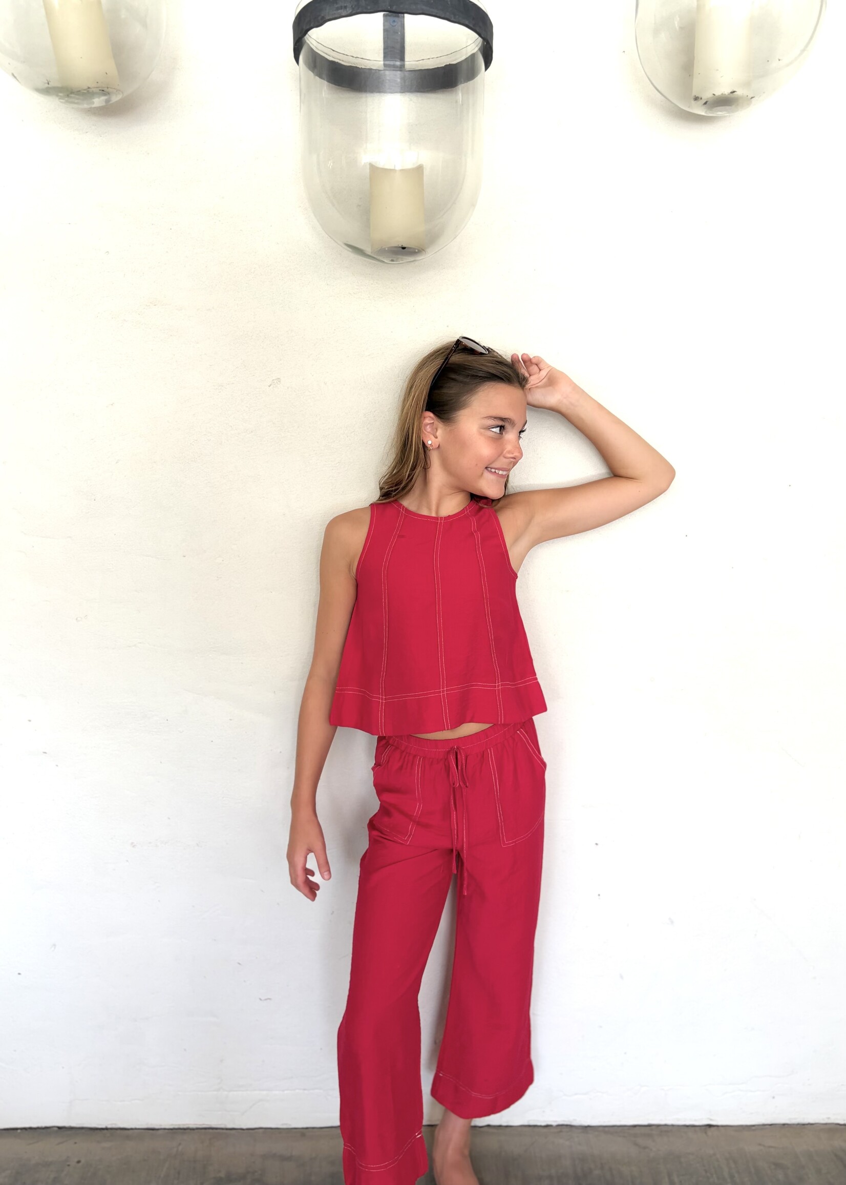 Bloom and Company Tween Red Tank Top w/ Stitch Detail