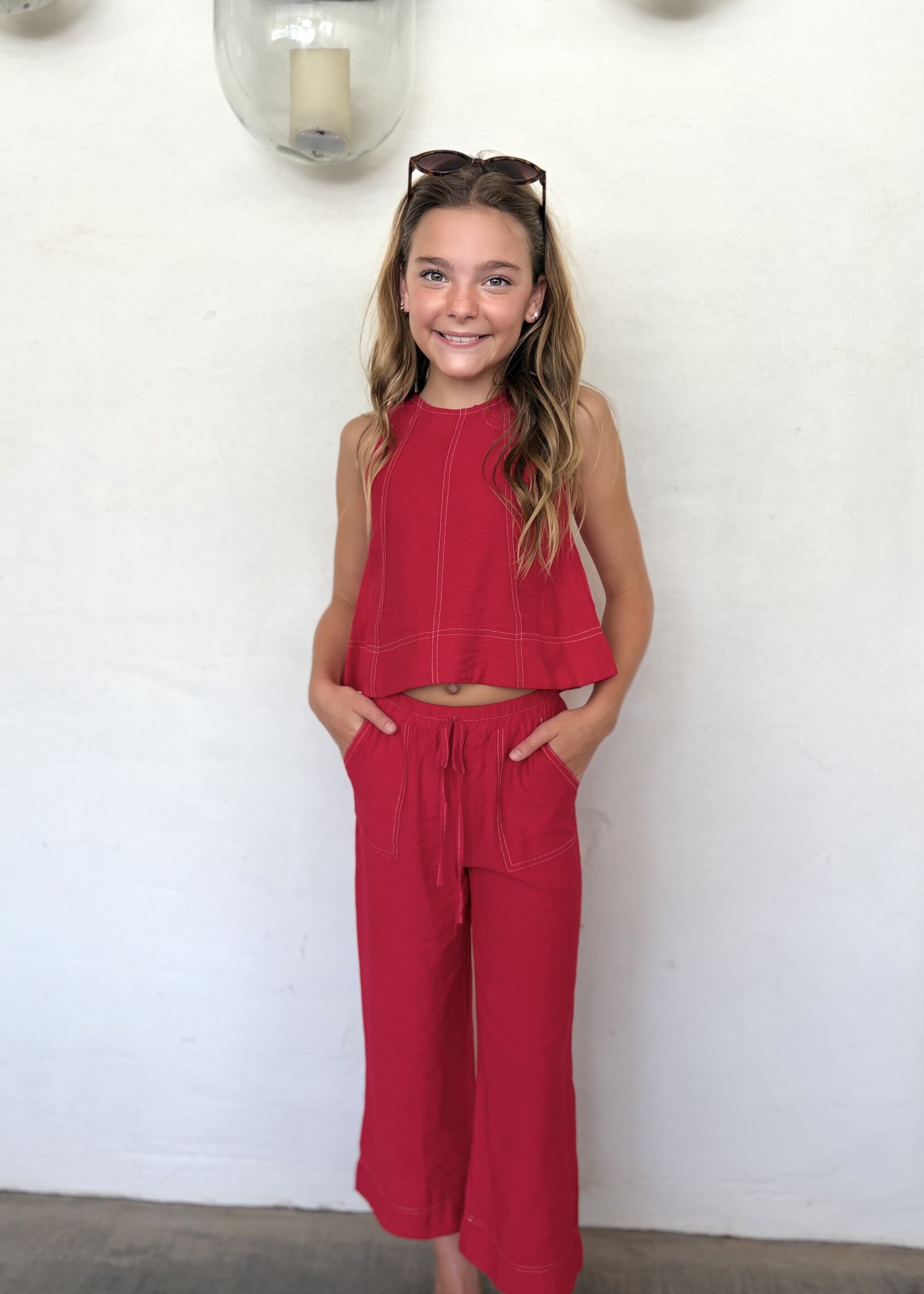 Bloom and Company Tween Red Tank Top w/ Stitch Detail