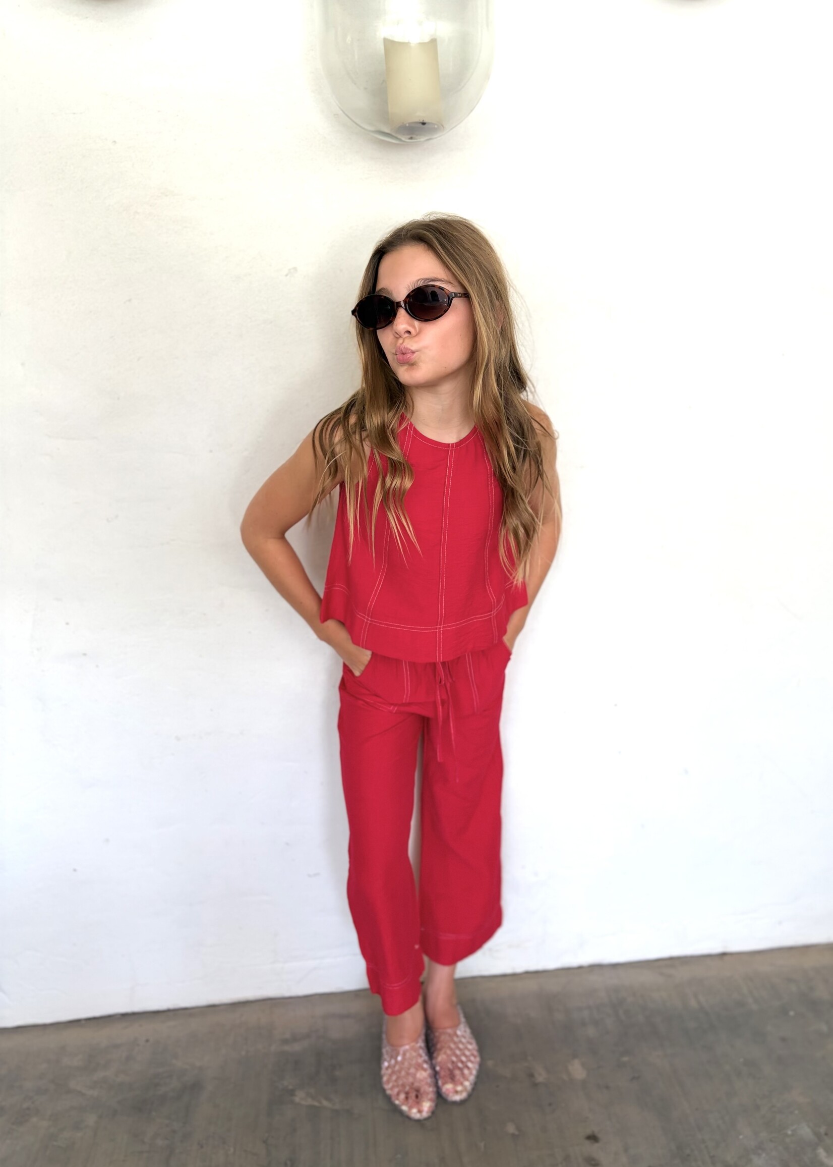 Bloom and Company Tween Red Tank Top w/ Stitch Detail