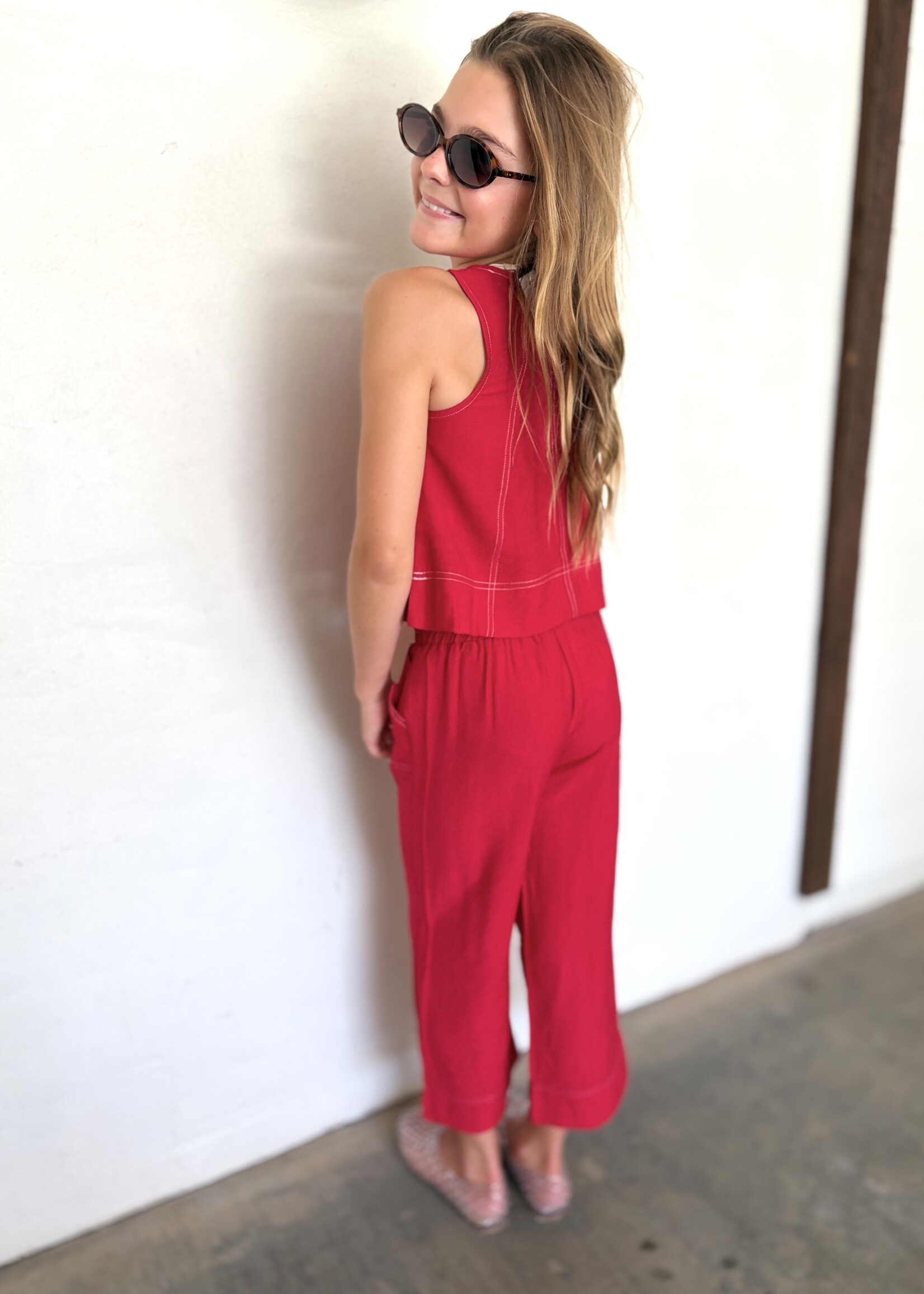 Bloom and Company Tween Red Tank Top w/ Stitch Detail