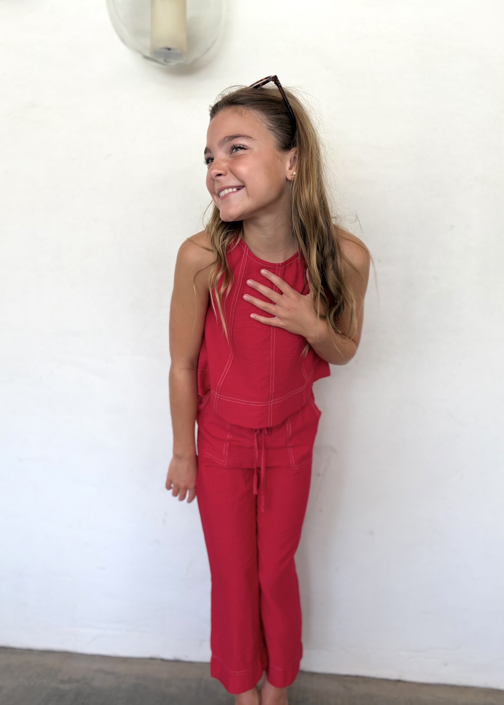 Bloom and Company Tween Red Tank Top w/ Stitch Detail