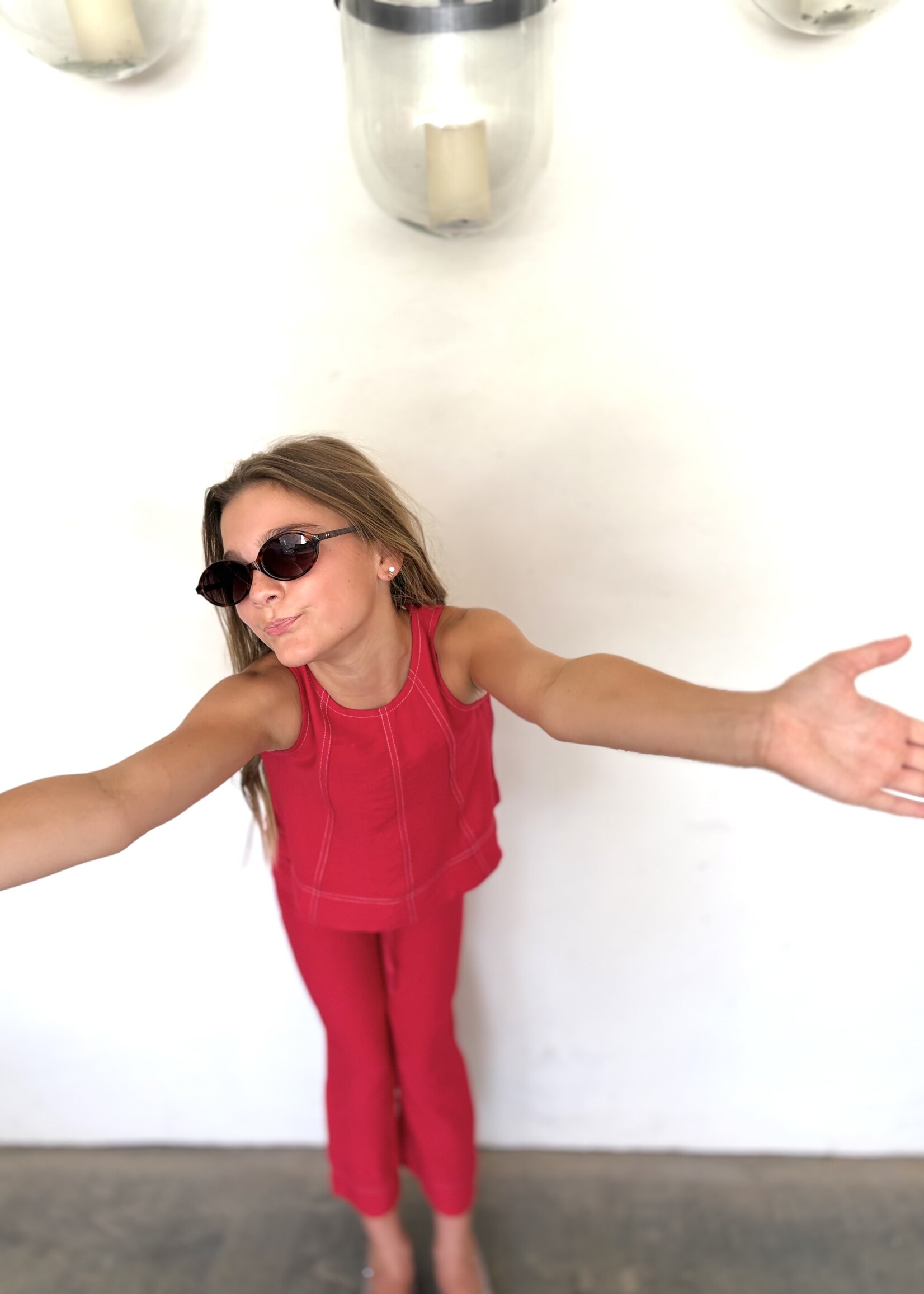 Bloom and Company Tween Red Tank Top w/ Stitch Detail