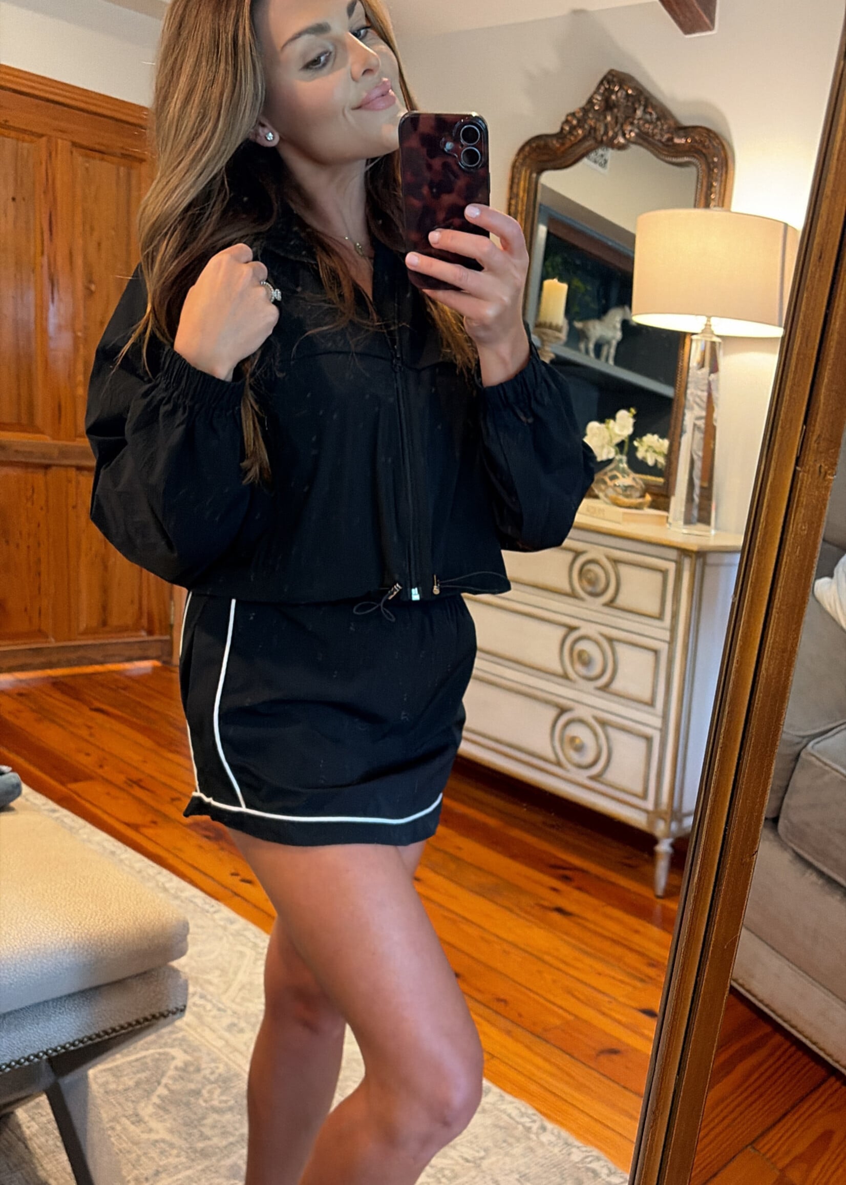 Mable Black Windbreaker Skort