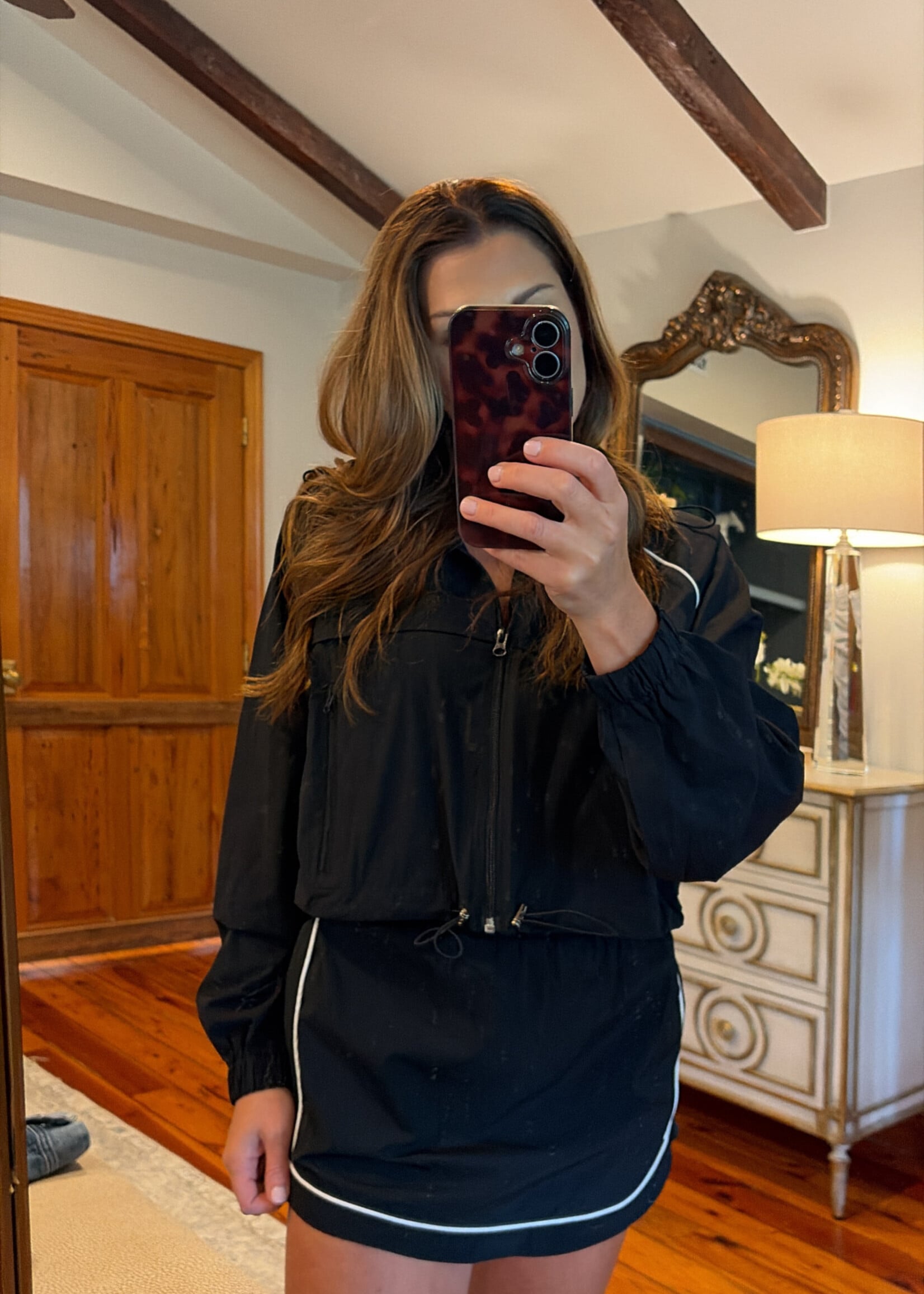 Mable Black Windbreaker Skort