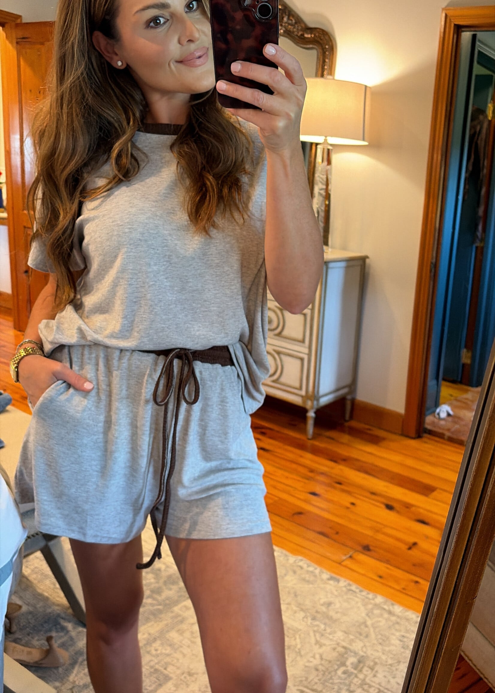 Anniewear Grey & Brown Lounge Set