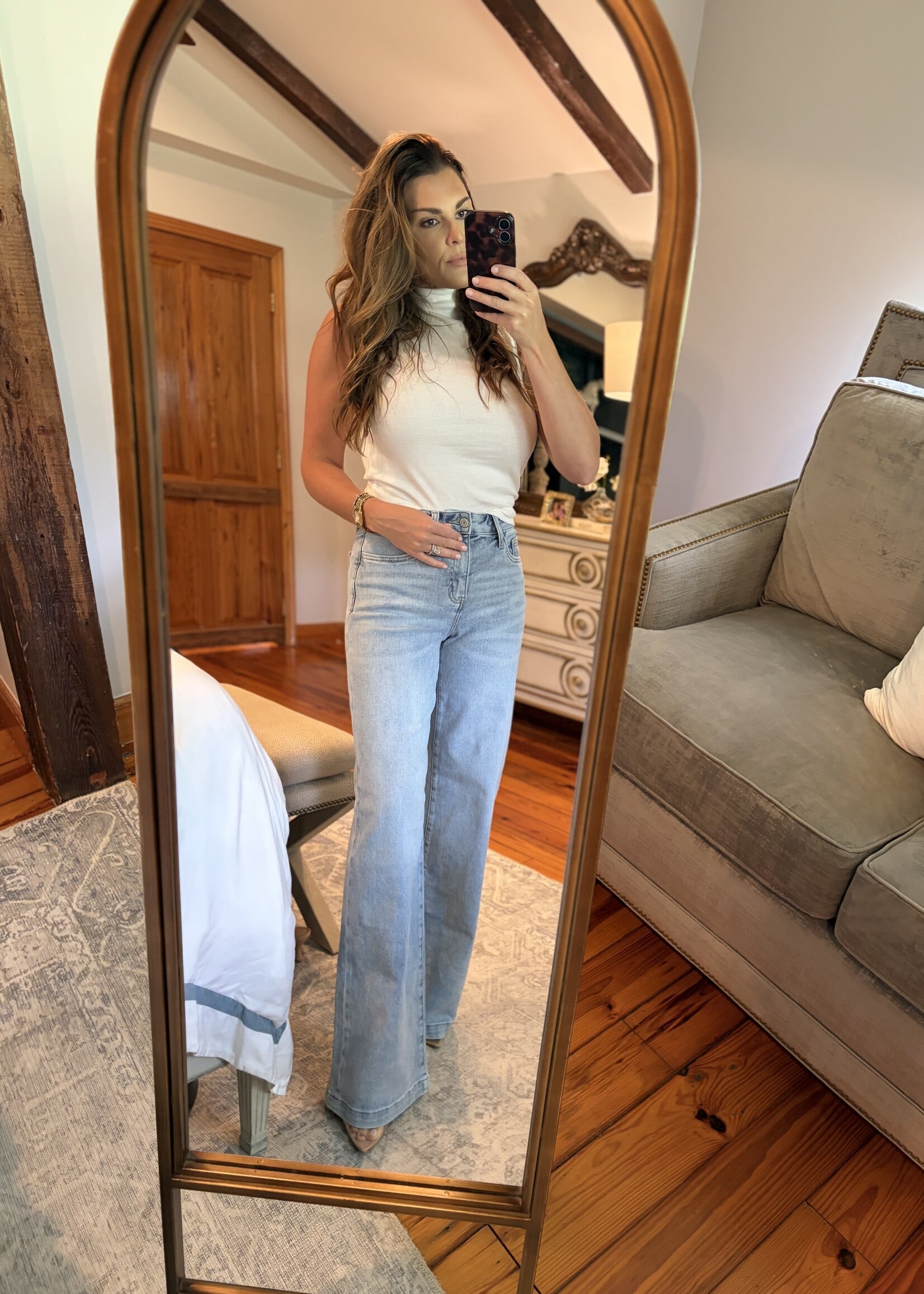 Vervet High Rise Full Length Light Wash wide Legs Jeans