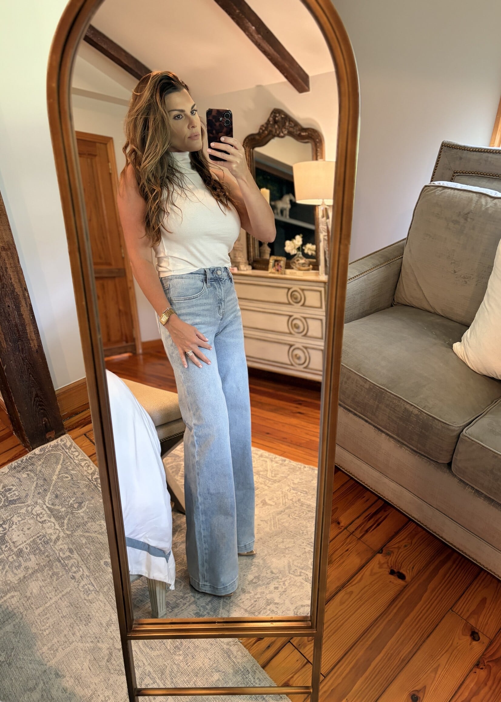 Vervet High Rise Full Length Light Wash wide Legs Jeans