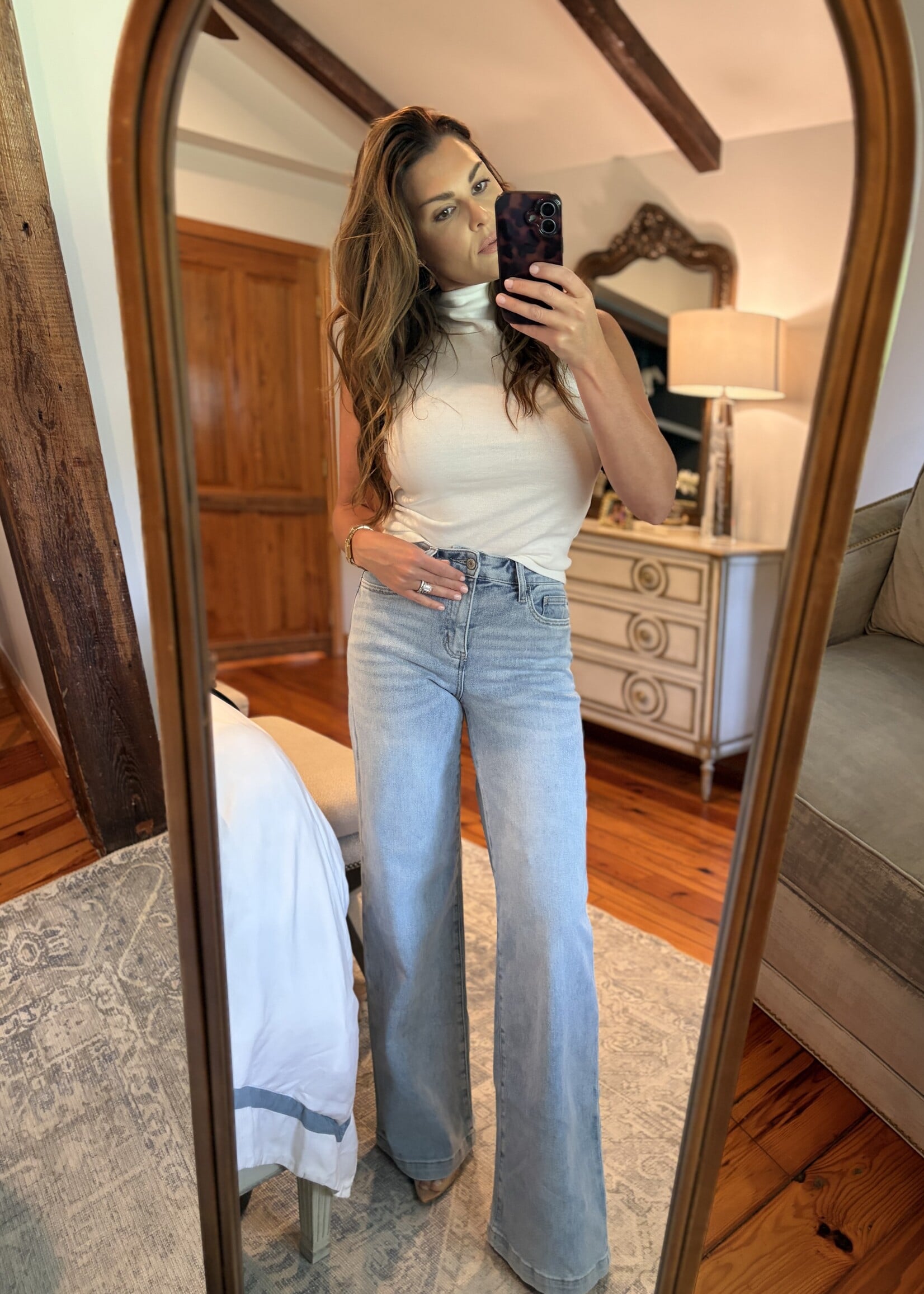 Vervet High Rise Full Length Light Wash wide Legs Jeans