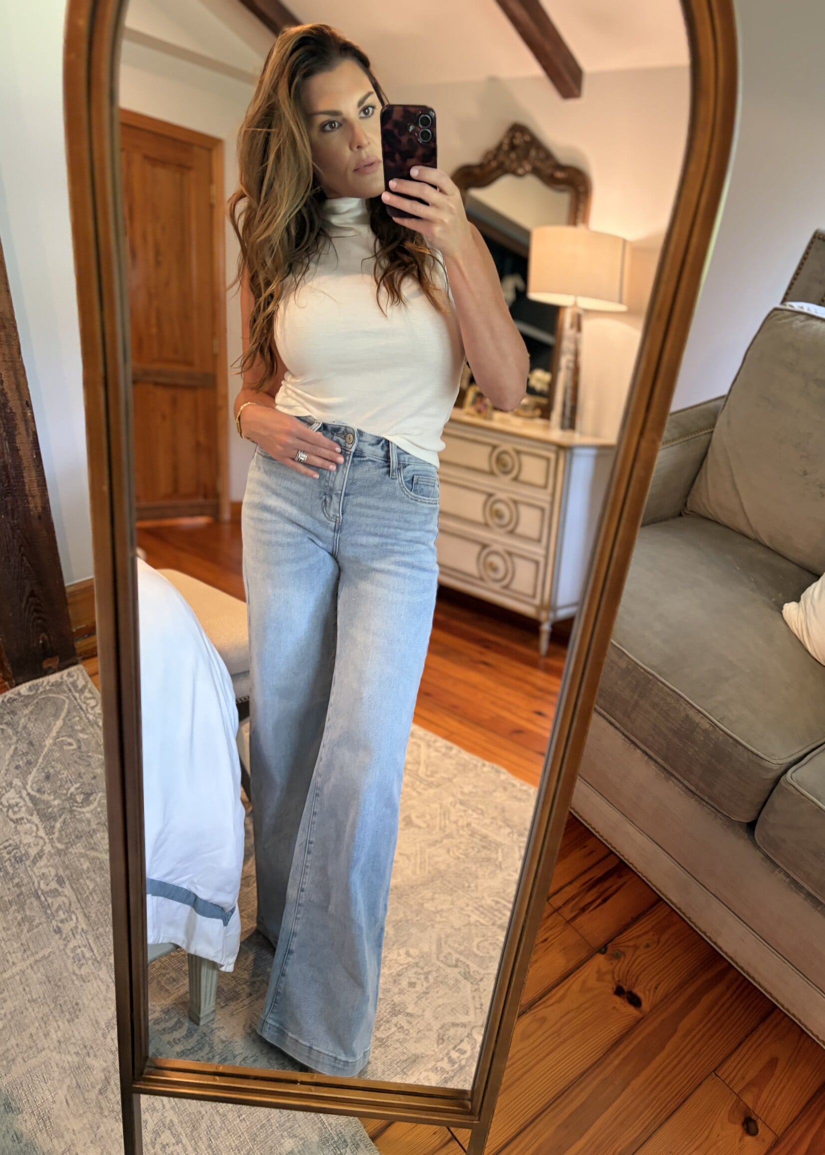 Vervet High Rise Full Length Light Wash wide Legs Jeans