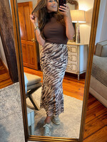 HYVE Taupe Tiger Print Maxi Skirt