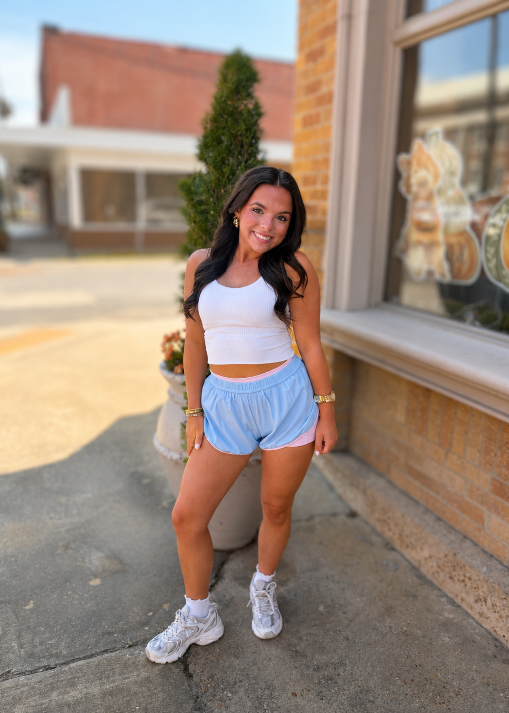 KIMBERLY C Blue Double Layer Nylon Shorts