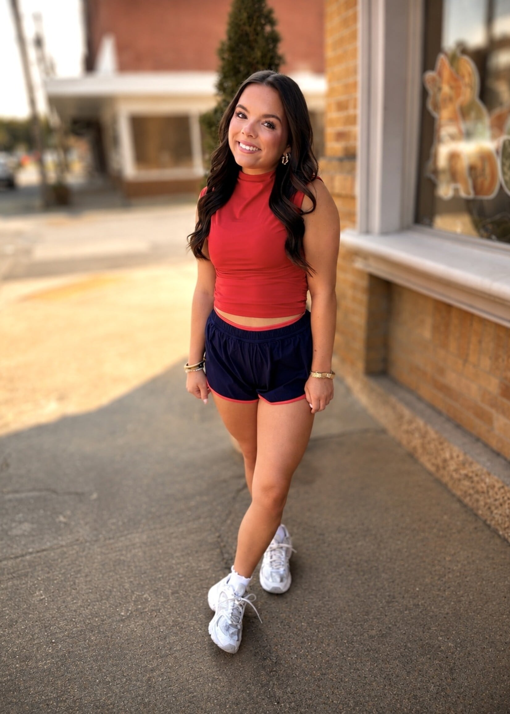 KIMBERLY C Navy Double Layer Nylon Shorts