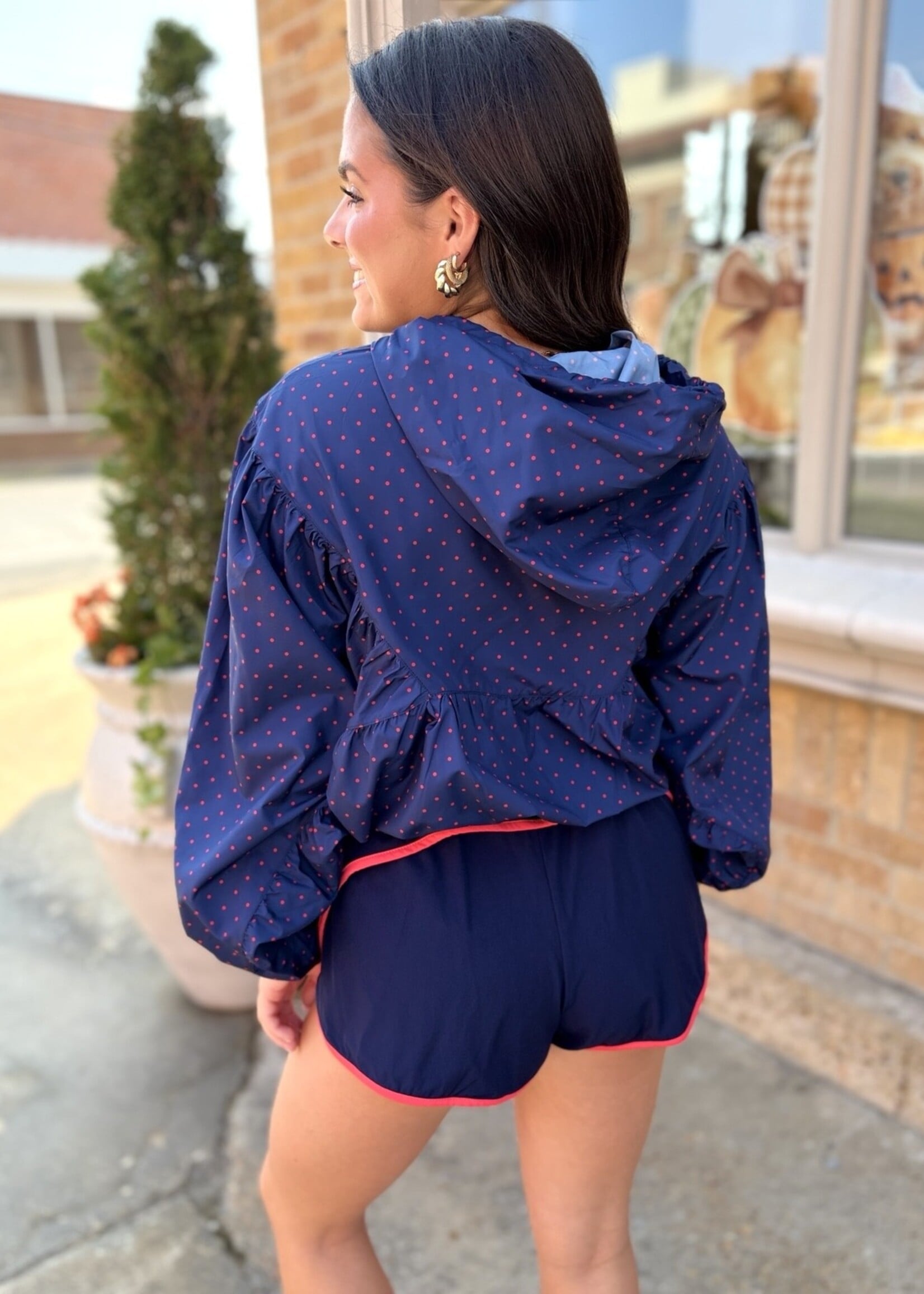 KIMBERLY C Navy & Red Polka Dot Jacket