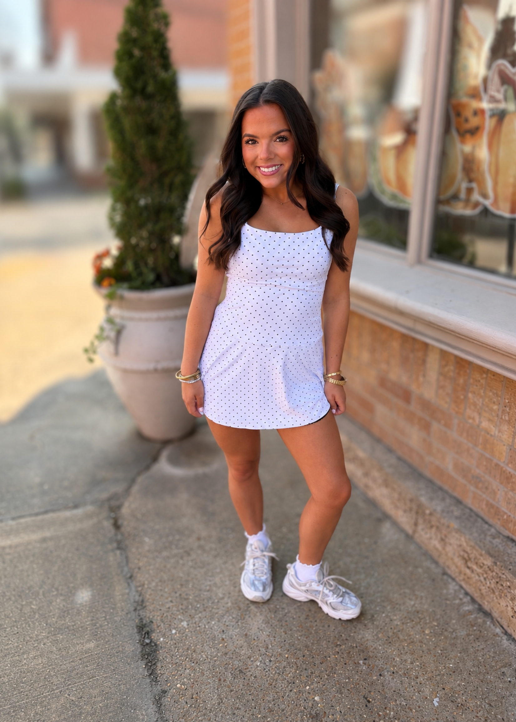 KIMBERLY C White Polka Dot Lace Trim Ruffle Mini Dress