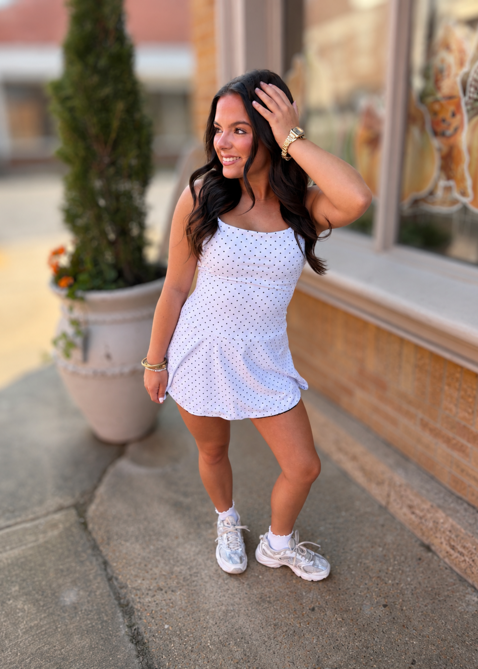 KIMBERLY C White Polka Dot Lace Trim Ruffle Mini Dress