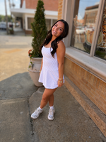 KIMBERLY C White Polka Dot Lace Trim Ruffle Mini Dress