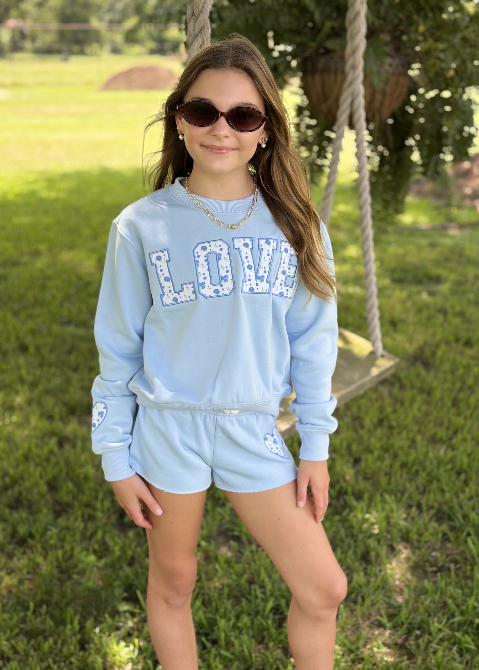 Iscream Blue Floral Love Sweatshirt