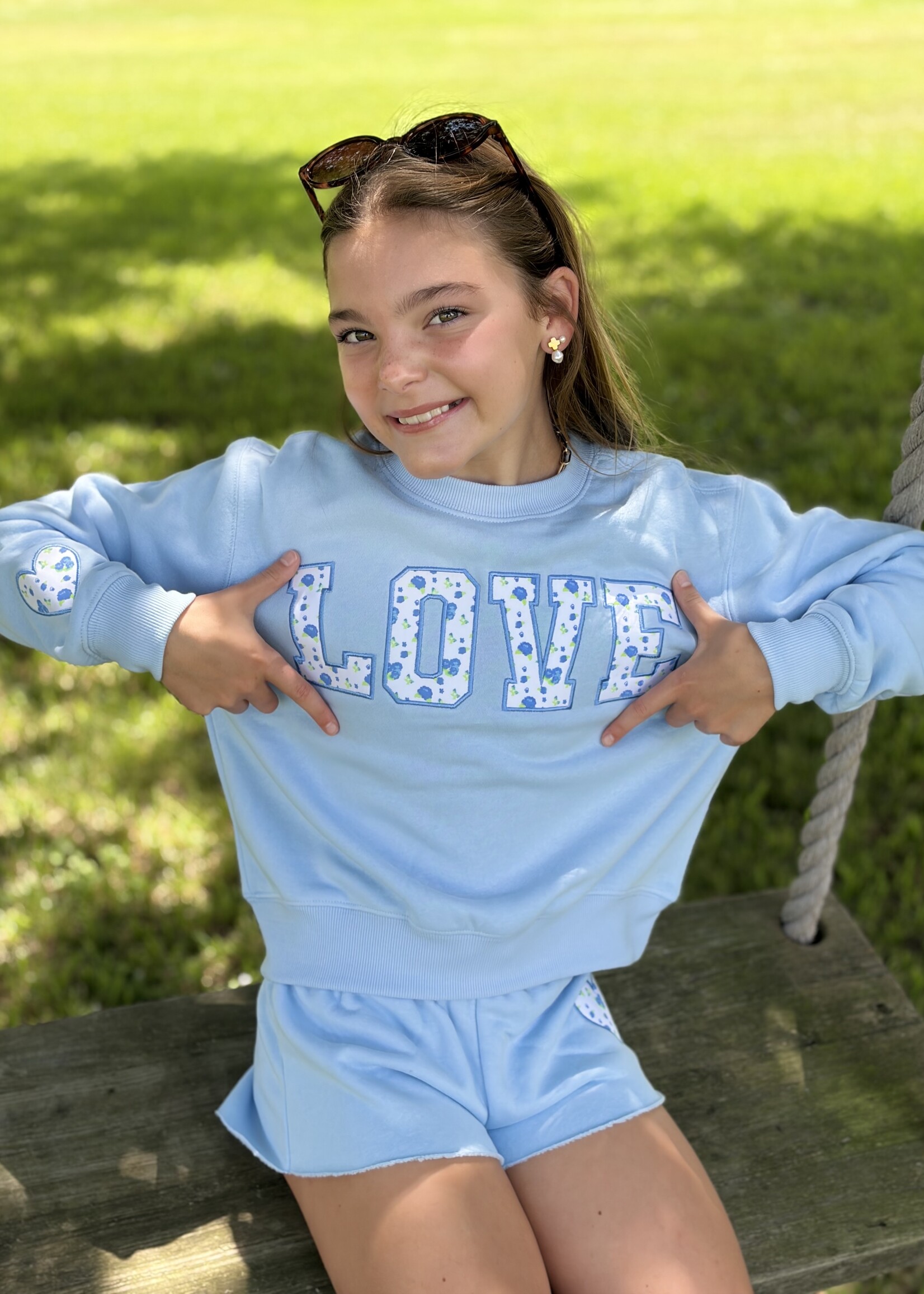 Iscream Blue Floral Love Sweatshirt