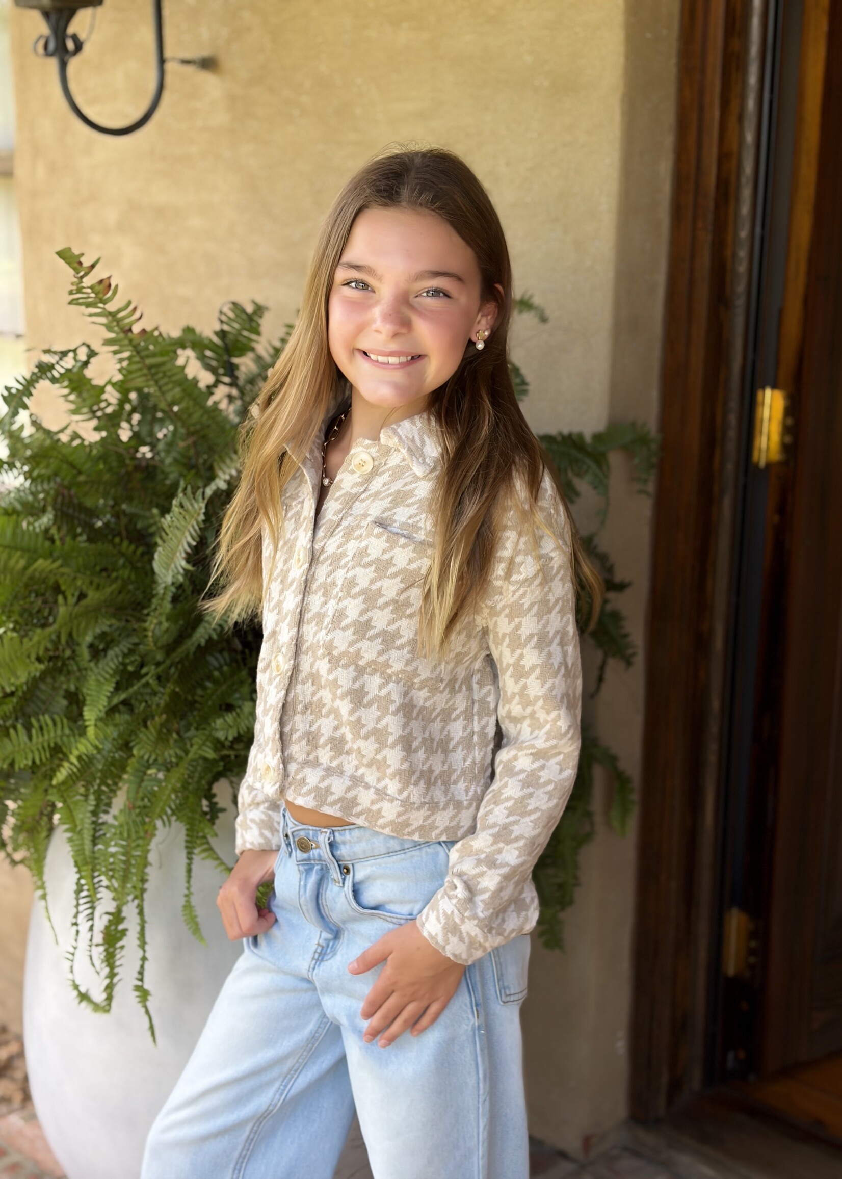 heart and arrow Taupe & Ivory Cropped Shacket