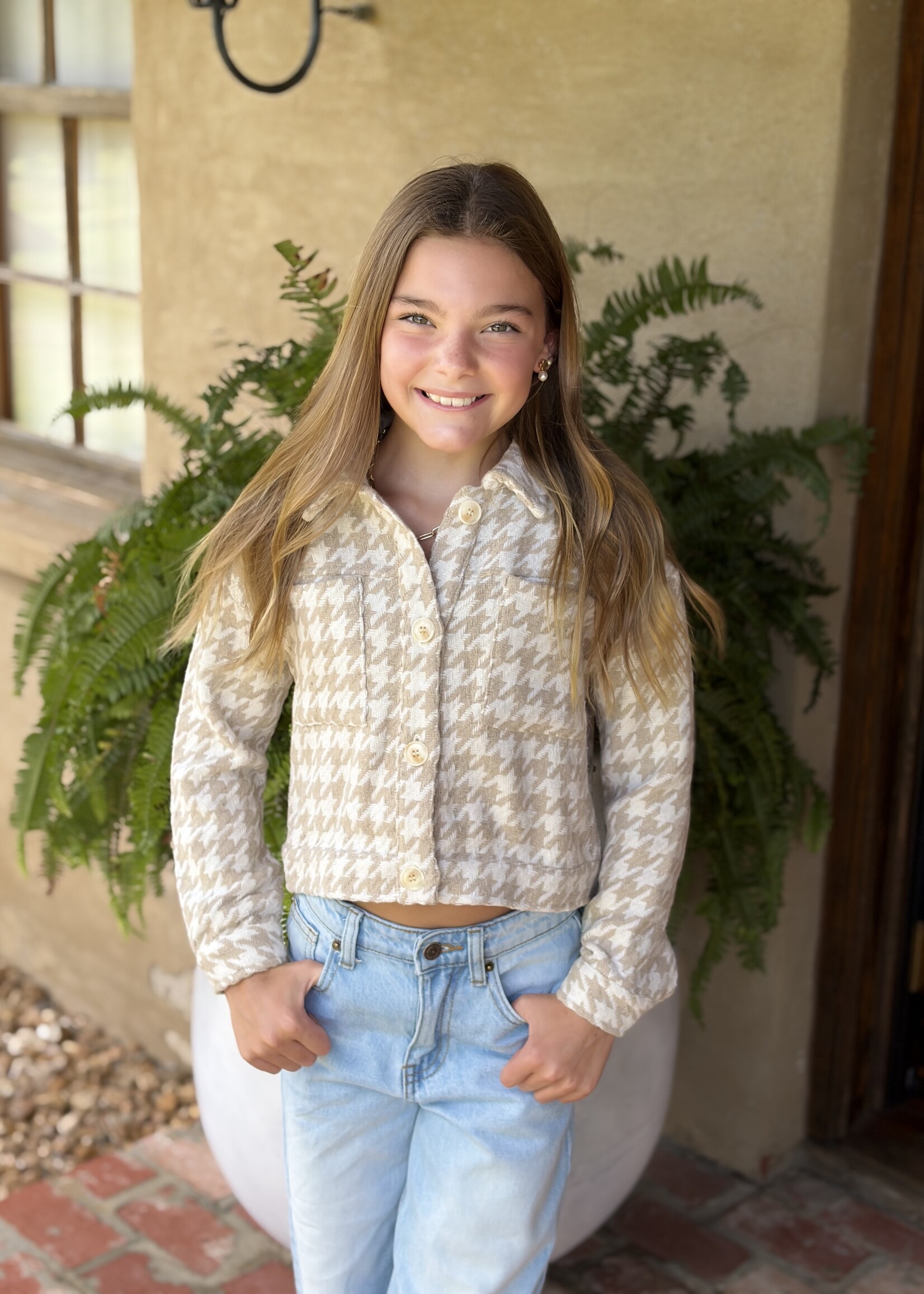 heart and arrow Taupe & Ivory Cropped Shacket