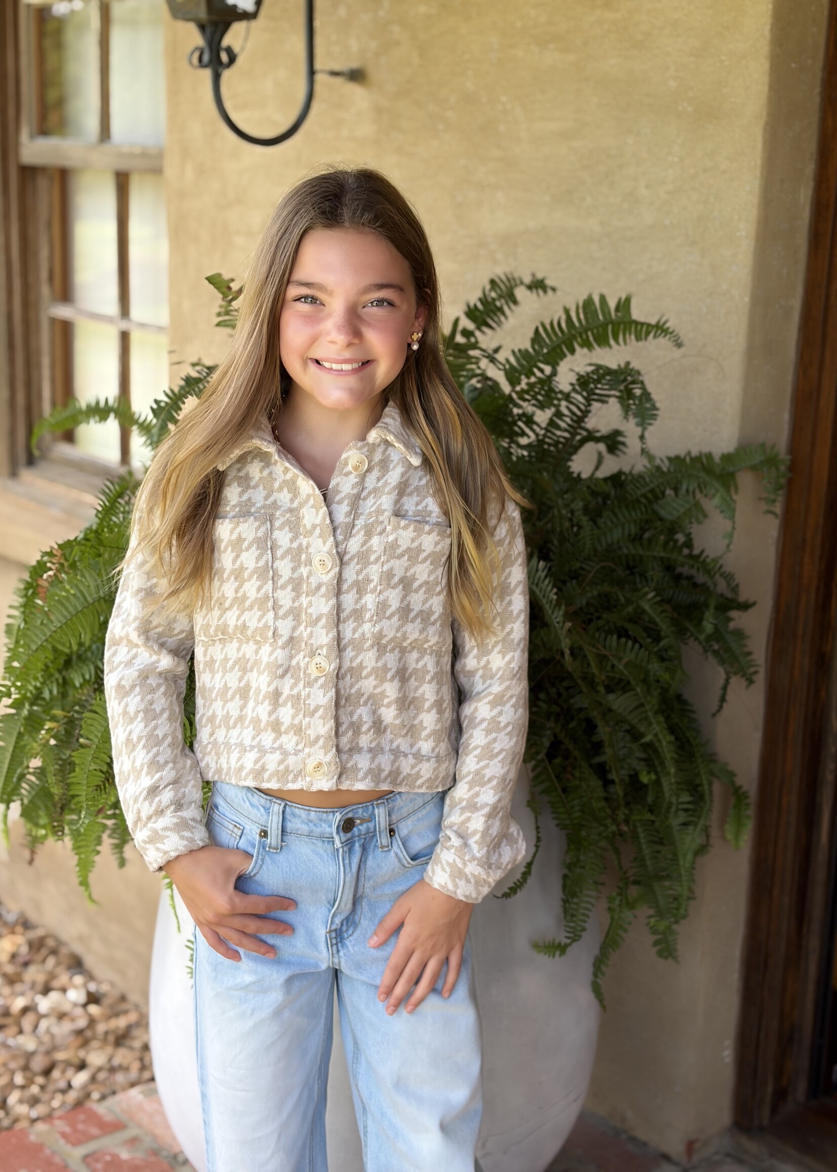 heart and arrow Taupe & Ivory Cropped Shacket
