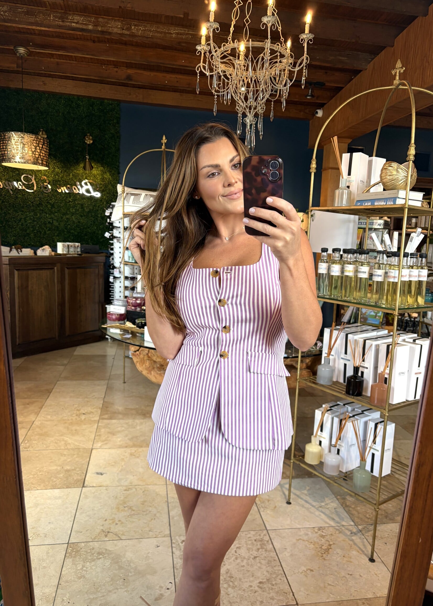 baby pink Purple & White Striped Sleeveless Romper