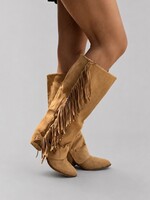 MiMi Shoes Camel Pointed Toe Fringe Cowboy Boots