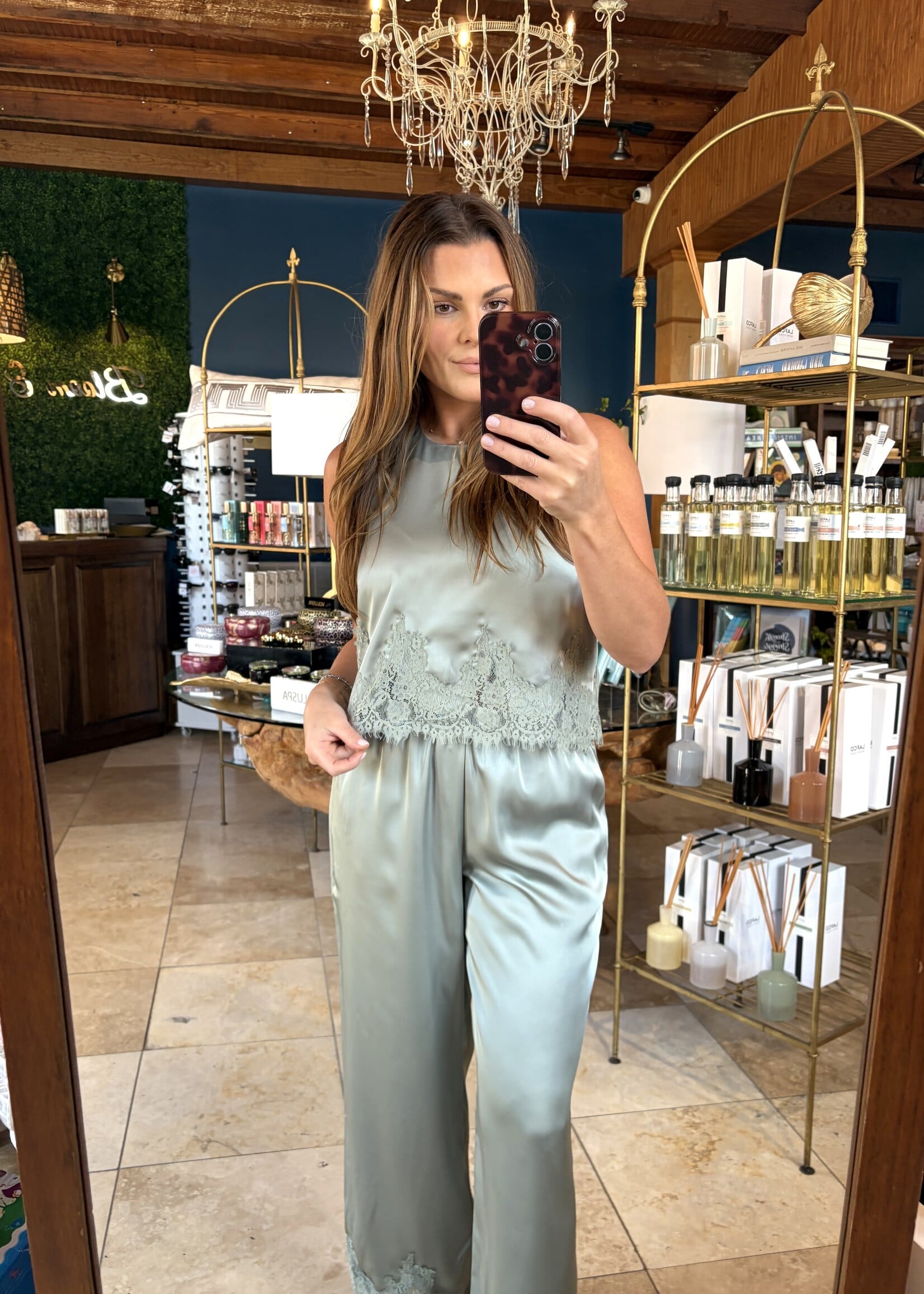 Le Lis Sage Lace Trim Wide Leg Pants