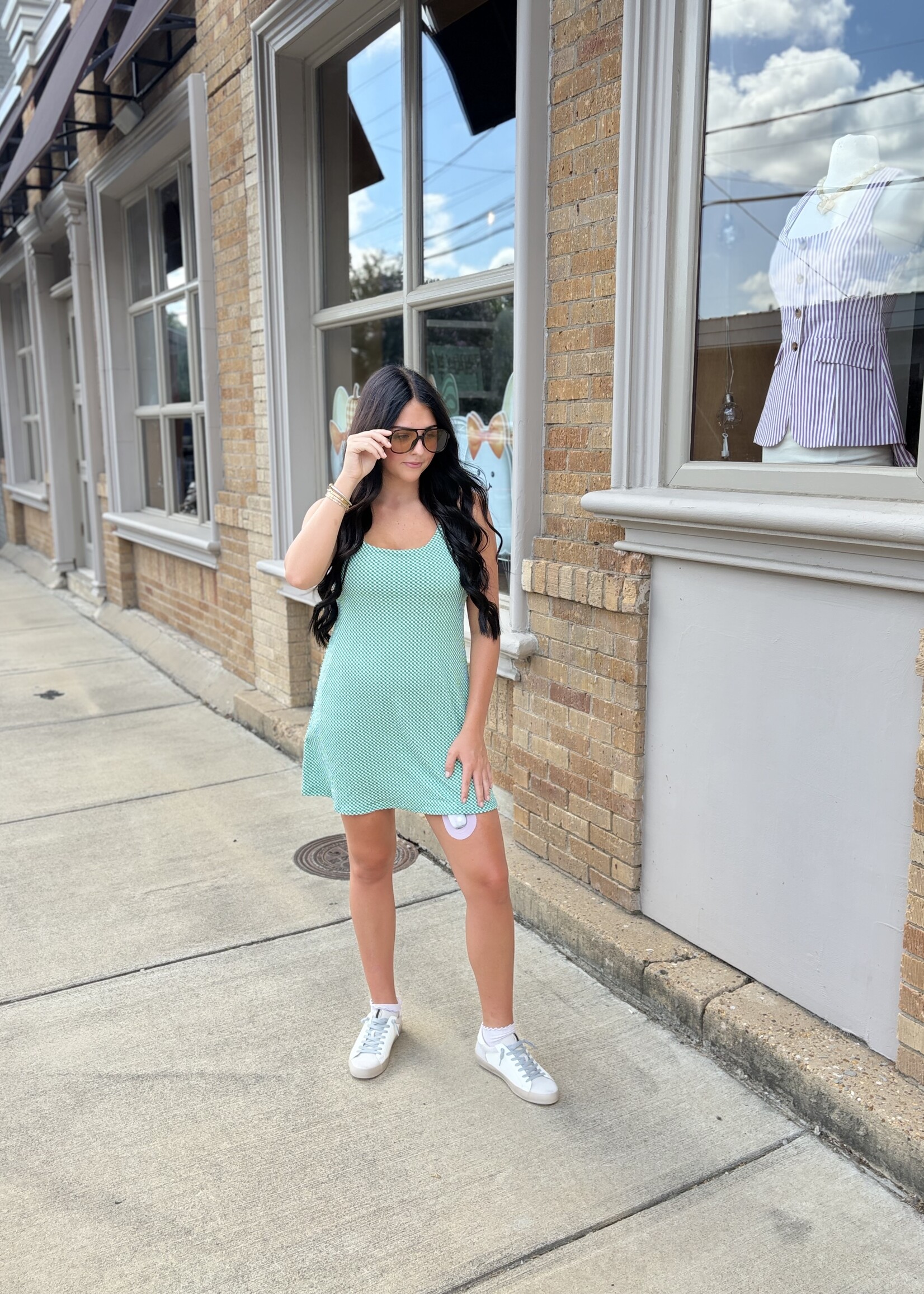 VERY J Green Checkered Tennis Dress