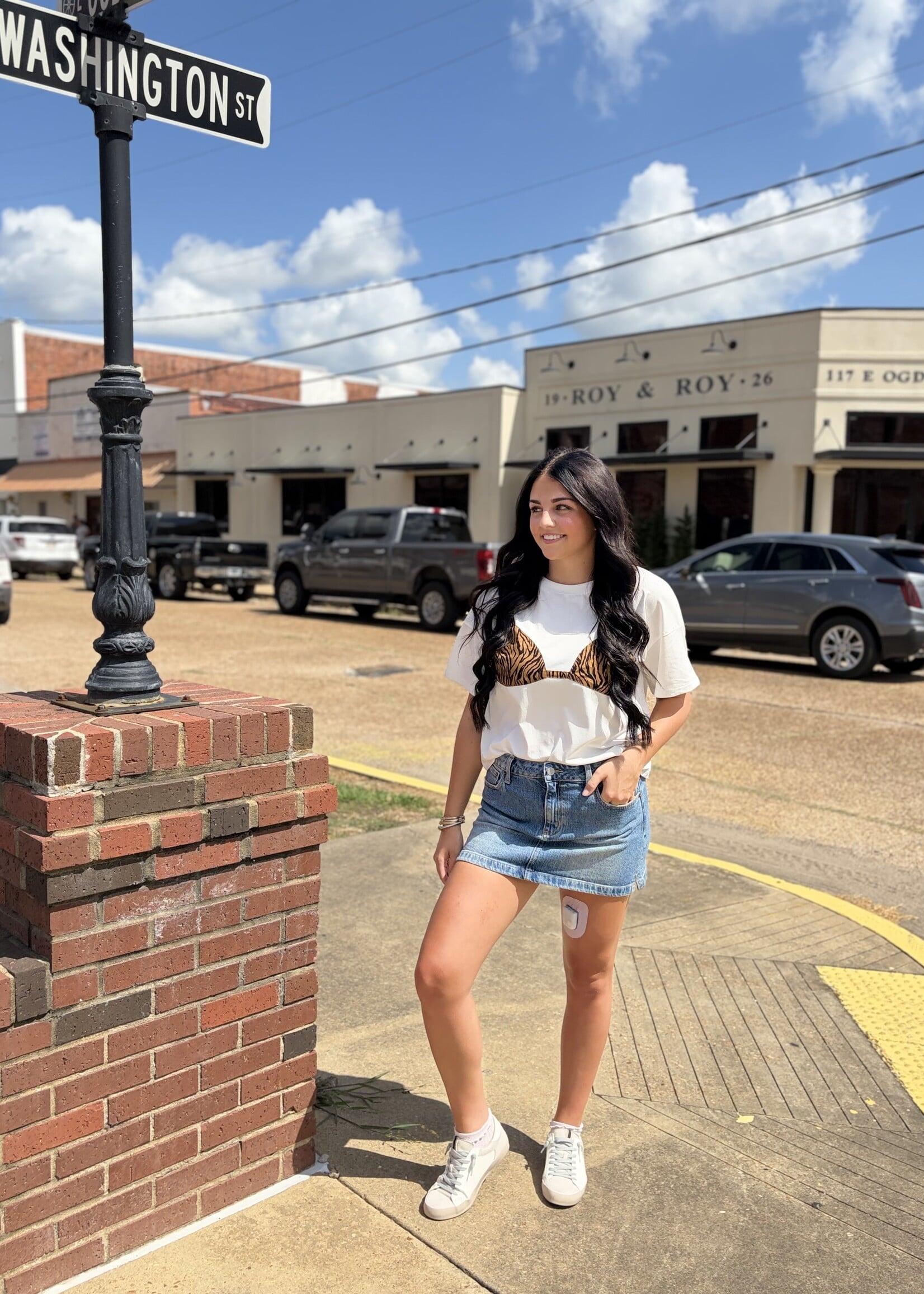 day + moon Tiger Print Bralette Oversized Tee
